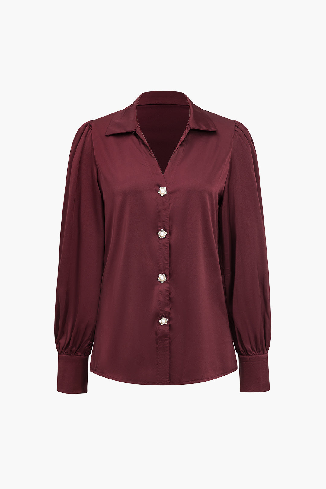 Yolanda - Glad Satijnen Comfort Vrouwen Langemouw Shirt