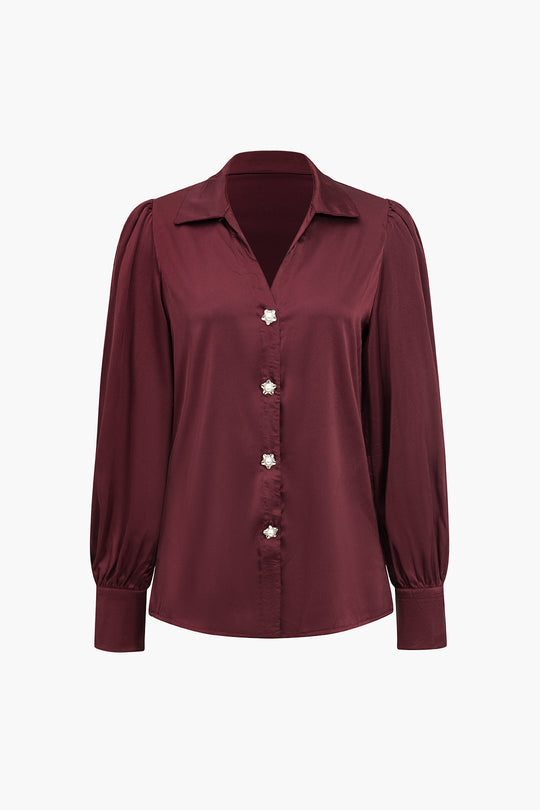 Yolanda - Glad Satijnen Comfort Vrouwen Langemouw Shirt