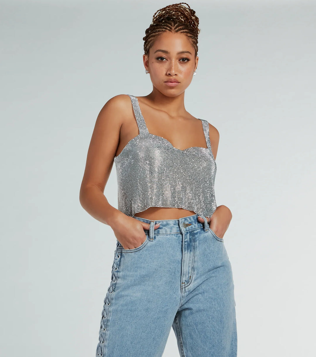 Ze is zo schitterend Sequin Chainmail Tanktop