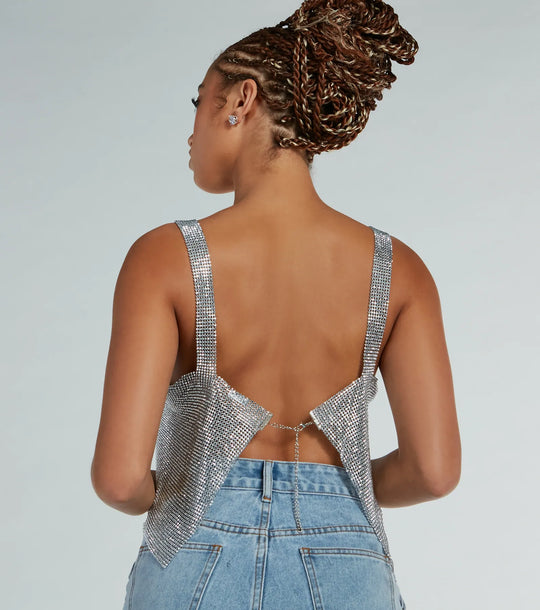 Ze is zo schitterend Sequin Chainmail Tanktop