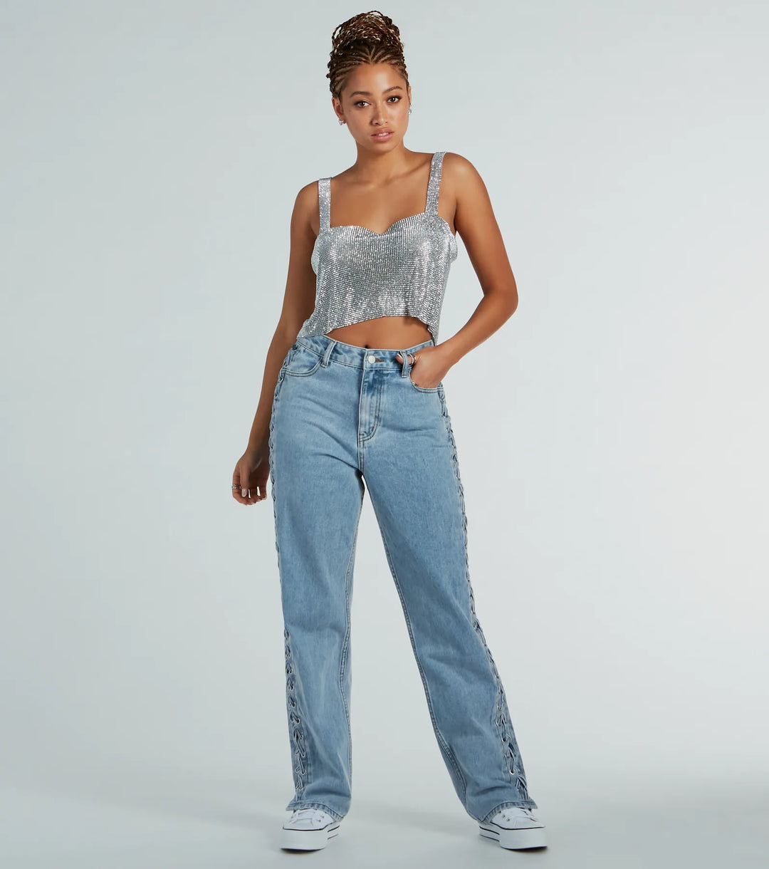 Ze is zo schitterend Sequin Chainmail Tanktop