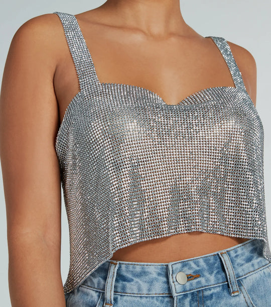 Ze is zo schitterend Sequin Chainmail Tanktop