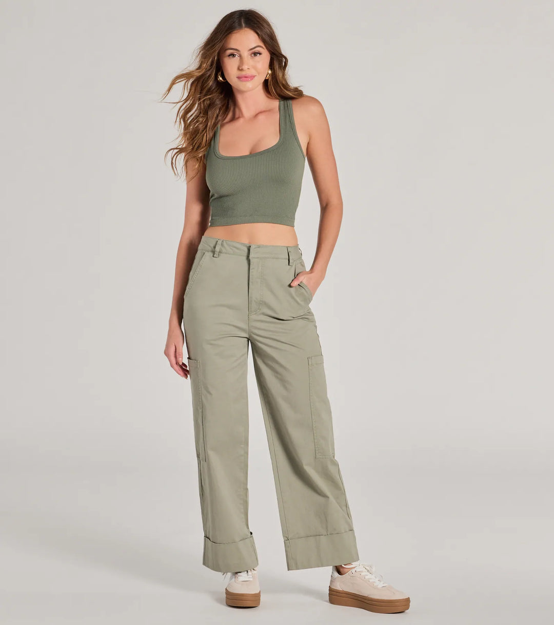 Weekend Trip Hoge Taille Cuffed Cargo Broek