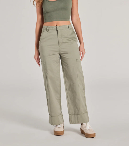 Weekend Trip Hoge Taille Cuffed Cargo Broek