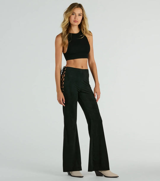 Alle Geknoopte Flare Faux Suede Broeken