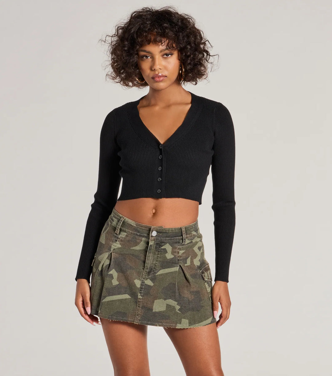 Avontuurlijke Babe Camo Plissé Cargo Mini Rok