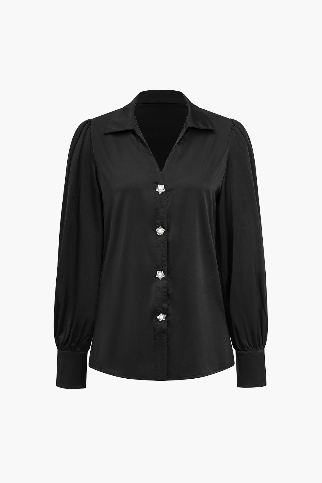 Yolanda - Glad Satijnen Comfort Vrouwen Langemouw Shirt