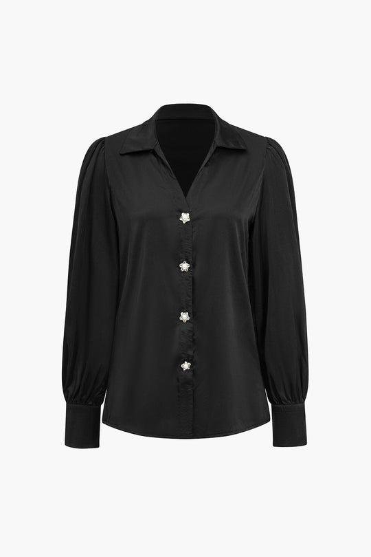 Yolanda - Glad Satijnen Comfort Vrouwen Langemouw Shirt