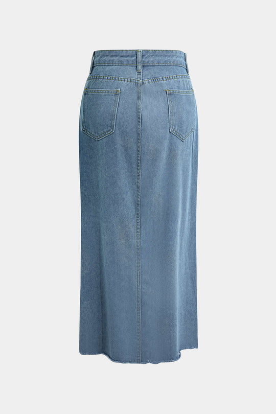Wrap Split Denim Midi Rok