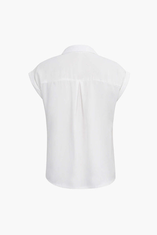 Vittoria - Minimalistische Opgerolde Mouw Geknoopte Zoom Dames Shirt