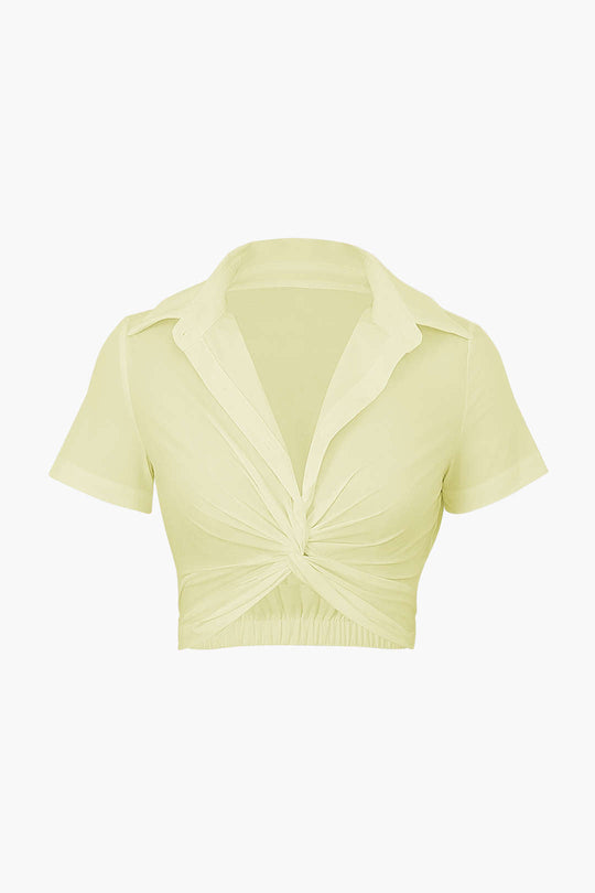 Viridis - Moderne Twist Stijl Dames Cropped Shirt
