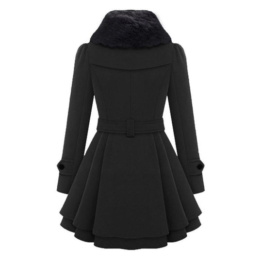 Vrouwen Gothic Zwarte Jas | Lange Winterstijl | Elegante Dames Overjas