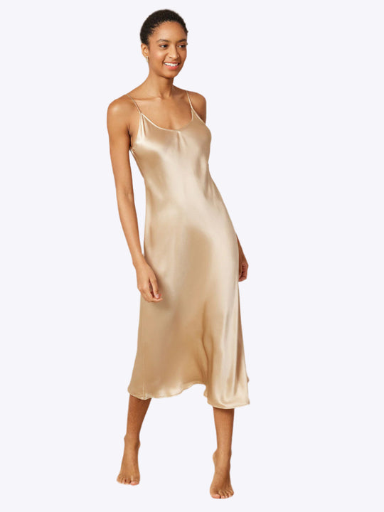 Amelina - Luxueuze Silhouette Dames Spaghetti Band Lang Nachthemd