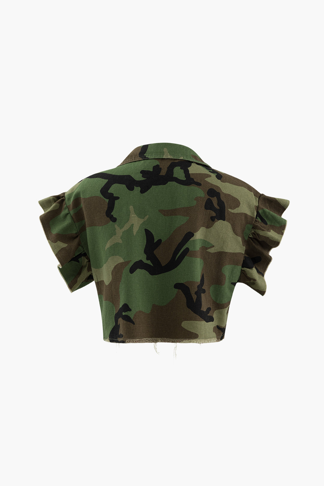Winslet - Trendy Camo Crop Ruffle Dames T-shirt