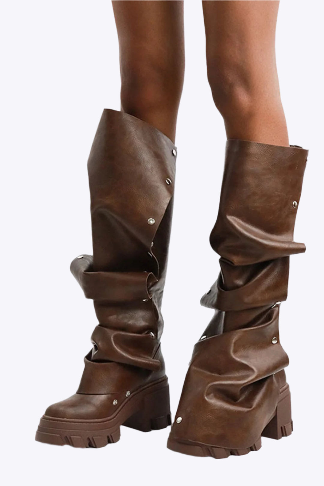 Astra - Elegante Ronde Neus Afwerking Dames Kniehoge Laarzen