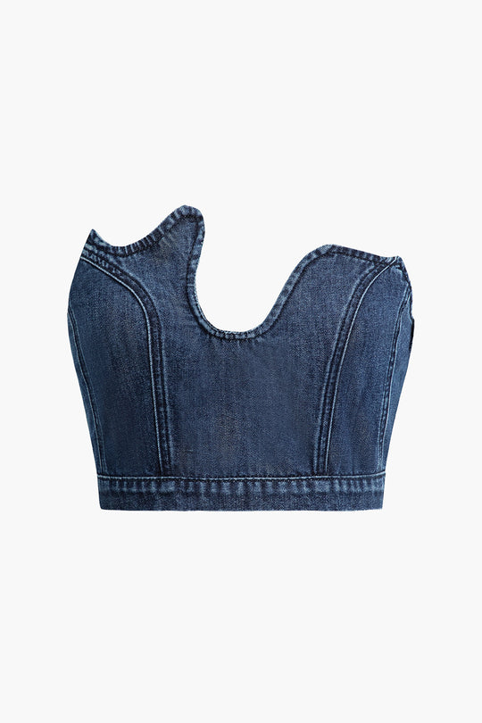 Asymmetrische Denim Tube Top