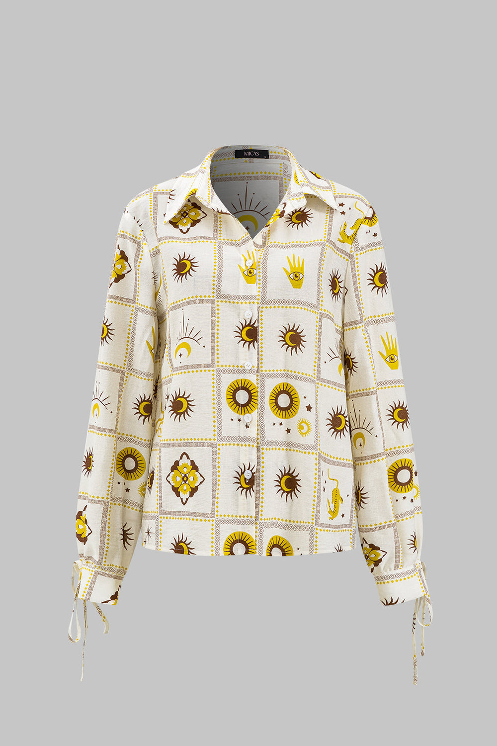 Yoana - Opvallende Geometrische Galaxy Vrouwen Strik Voor Lange Mouwen Shirt