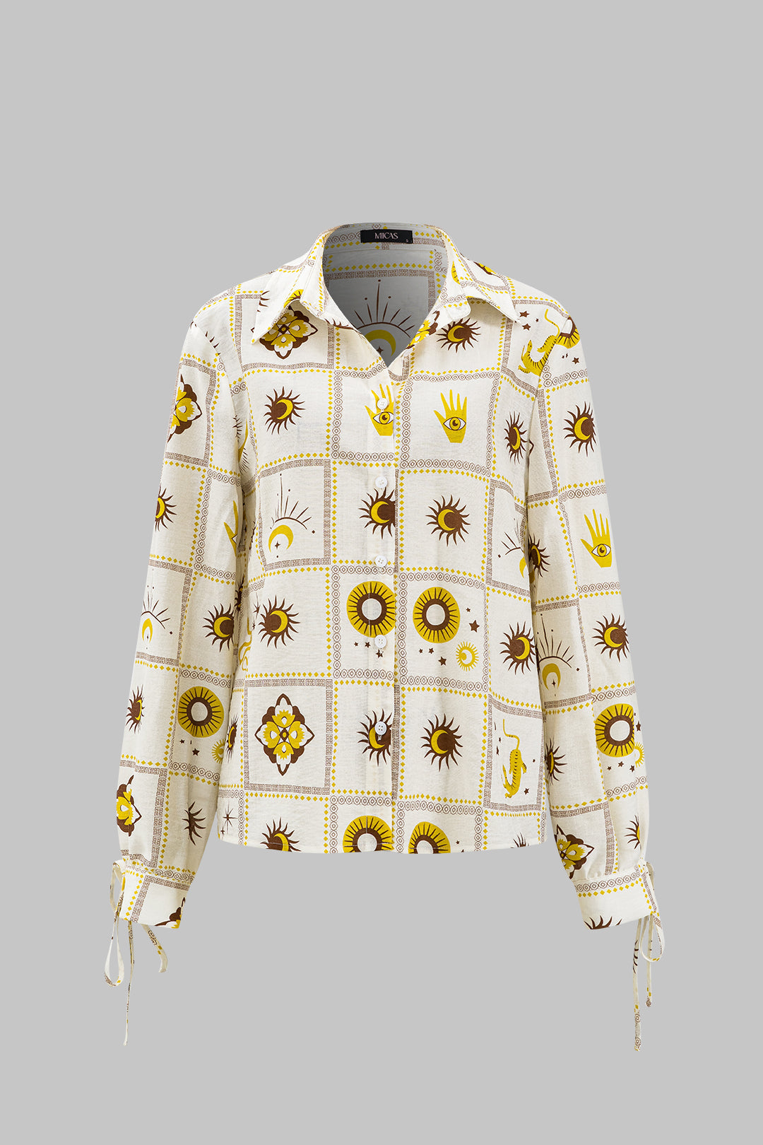 Yoana - Opvallende Geometrische Galaxy Vrouwen Strik Voor Lange Mouwen Shirt