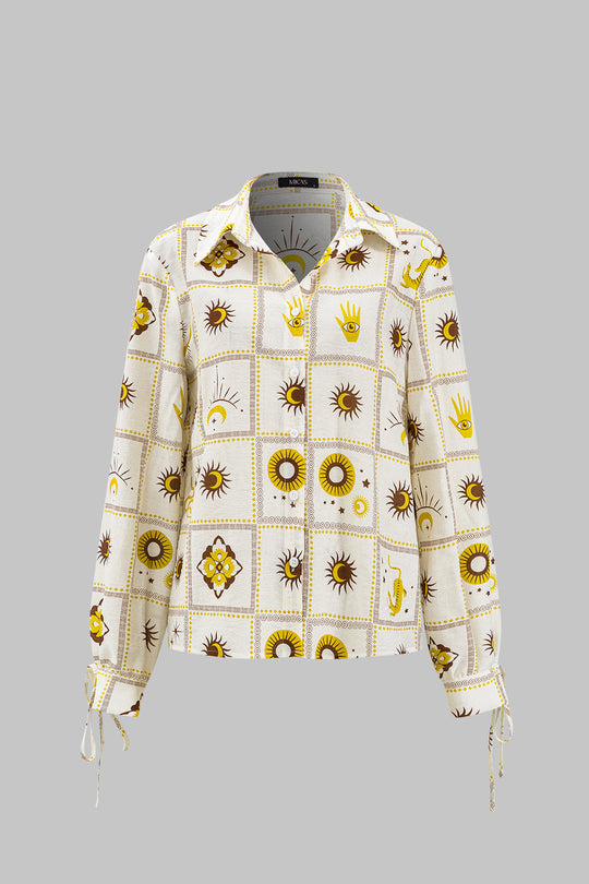 Yoana - Opvallende Geometrische Galaxy Vrouwen Strik Voor Lange Mouwen Shirt