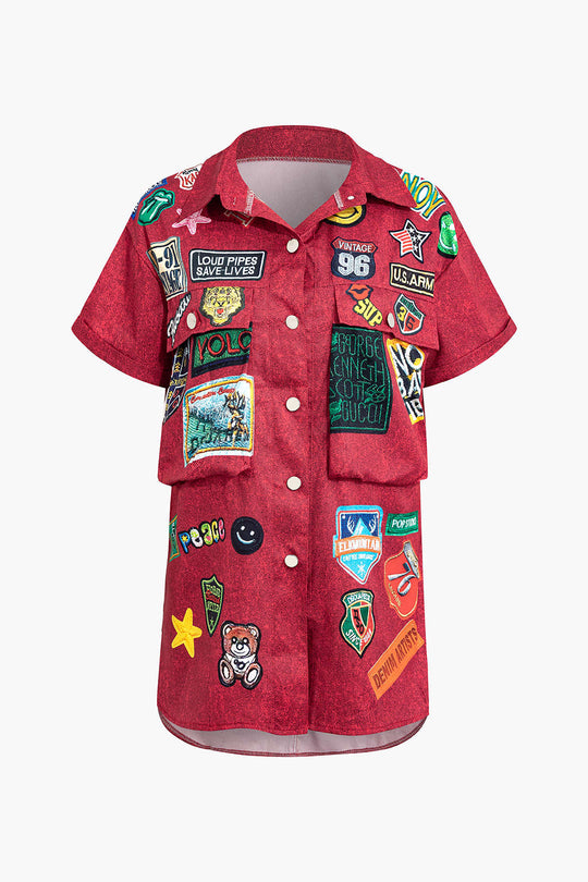 Yelena - Trendy Knoop Voorkant Gedrukt Dames Cropped Shirt