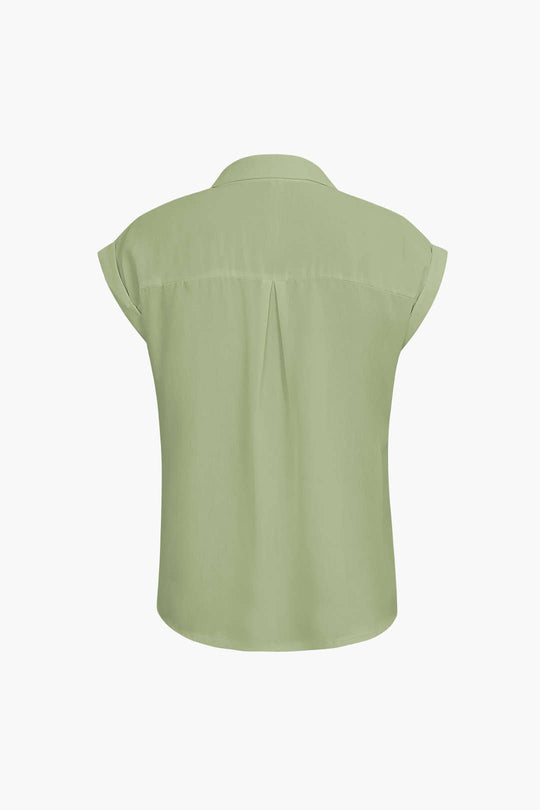 Vittoria - Minimalistische Opgerolde Mouw Geknoopte Zoom Dames Shirt