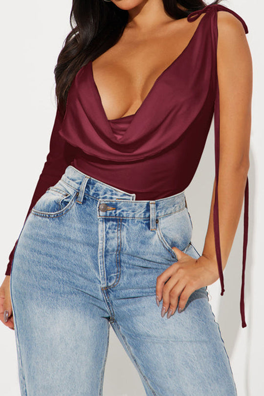 Zaira - Elegante Satijnen Rimpel Blouse met Lange Mouwen voor Dames