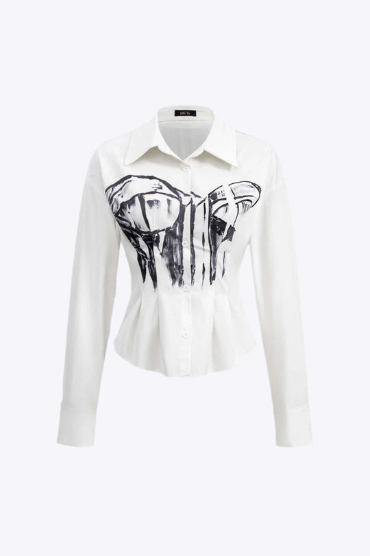 Zoey - Stijlvol Abstract Vrouwen Overhemd met Lange Mouwen