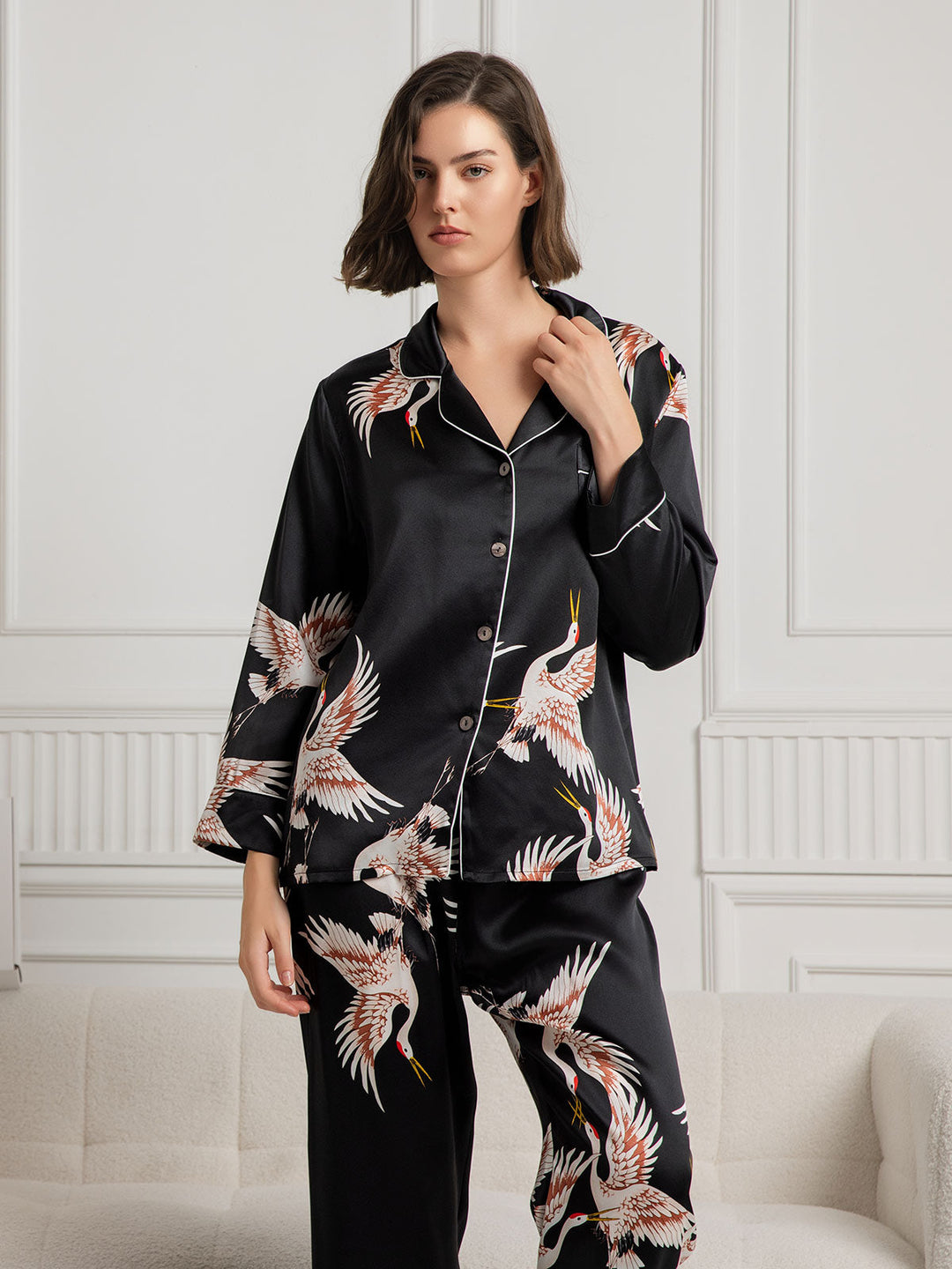 Ailith - Verfijnde Binding Trim Dames Pyjama Set