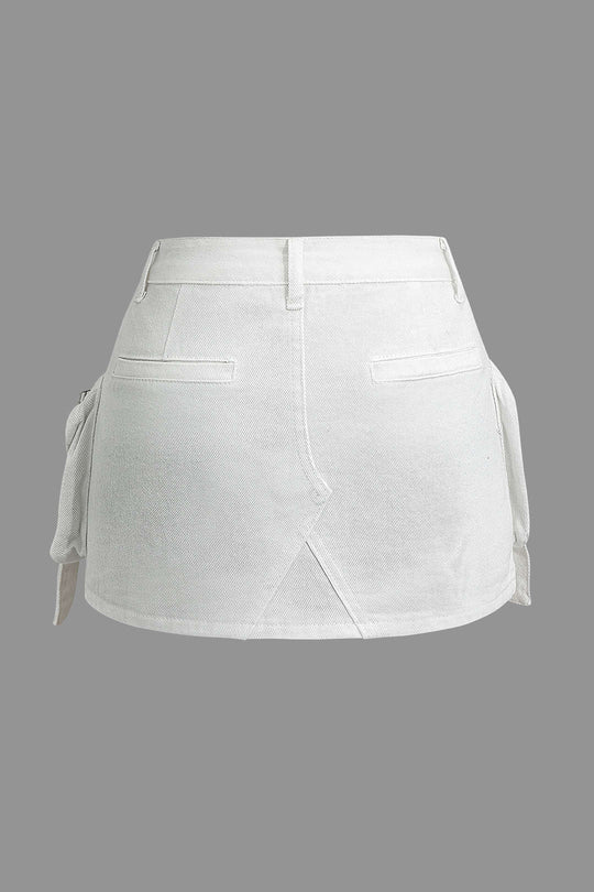 Vervaagde Pocket Denim Mini Rok