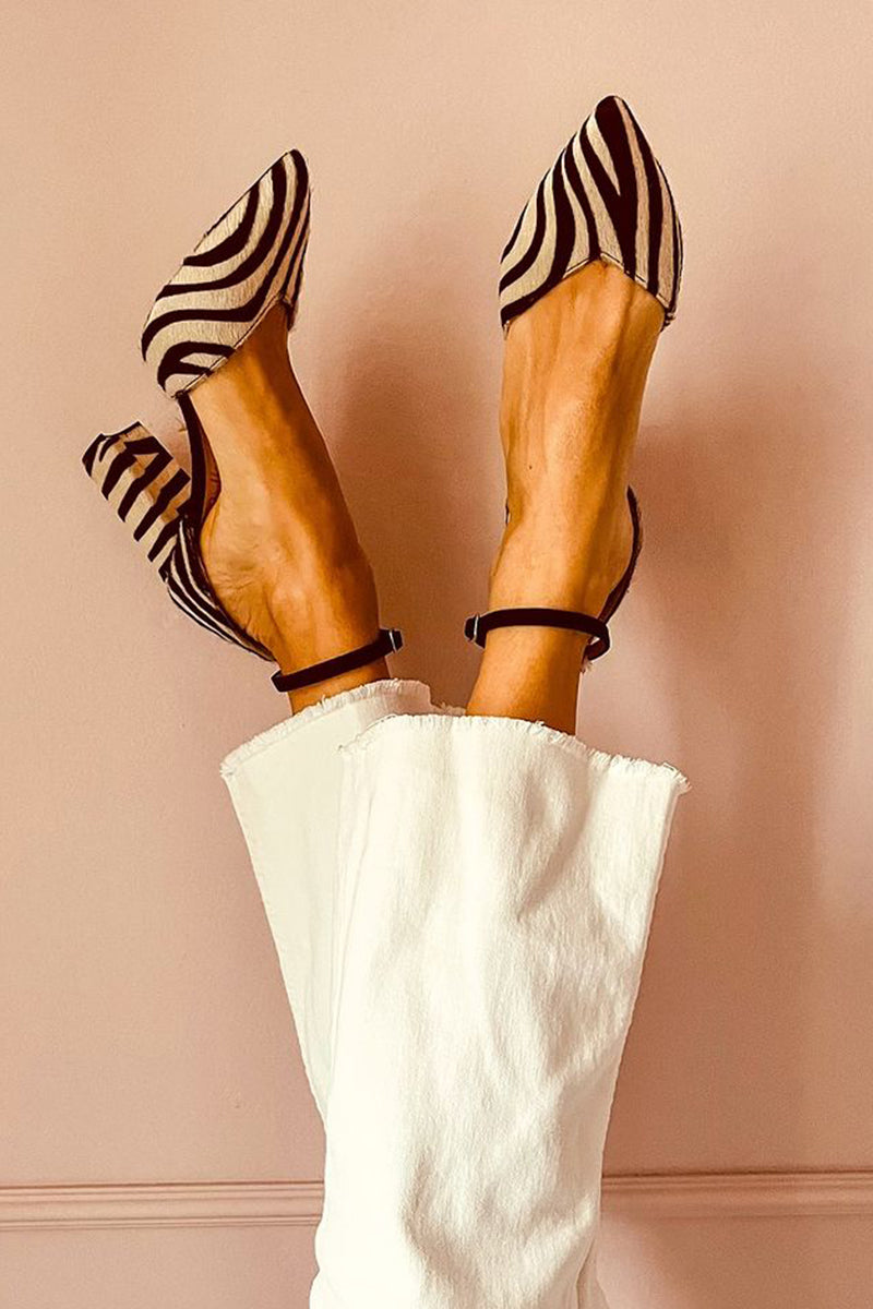 Hakken met Middelhoge Hak en Enkelbandje met Zebra Motief voor Dames | Ideaal voor de Zomer