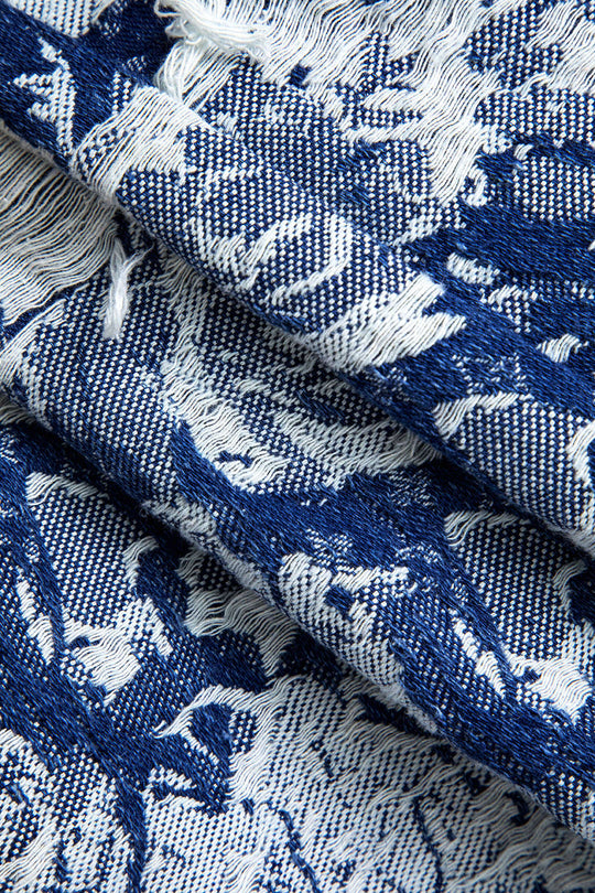 Bloemenpatroon Knop Denim Jurk