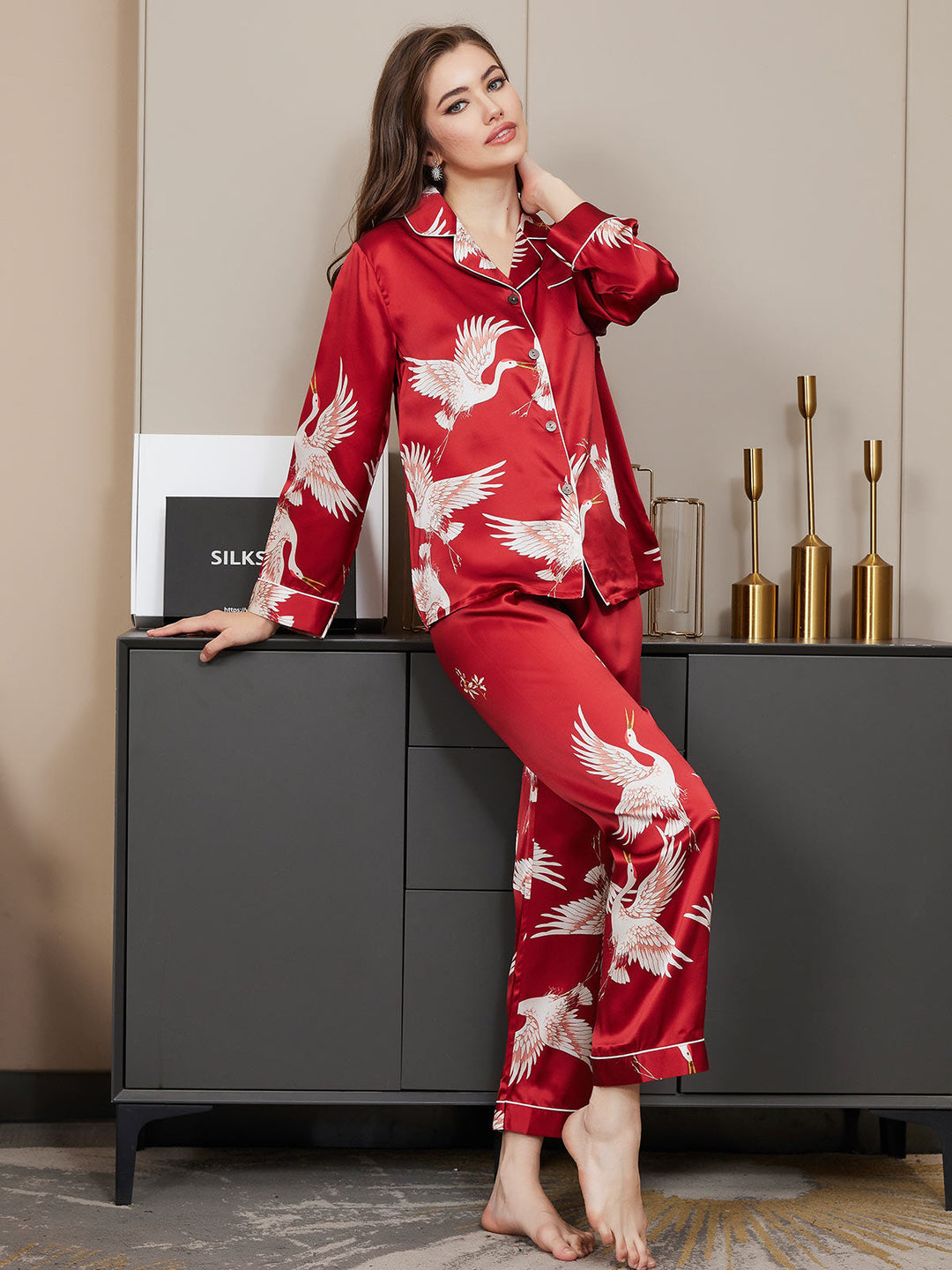 Ailith - Verfijnde Binding Trim Dames Pyjama Set