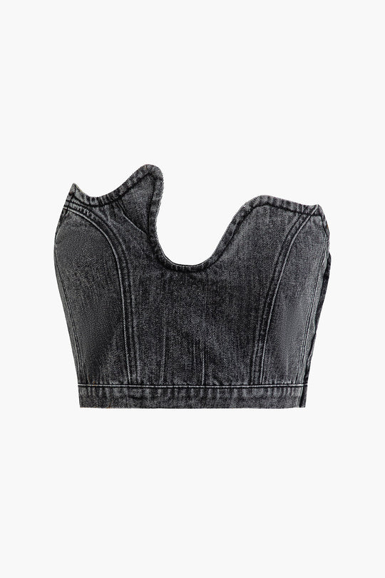 Asymmetrische Denim Tube Top