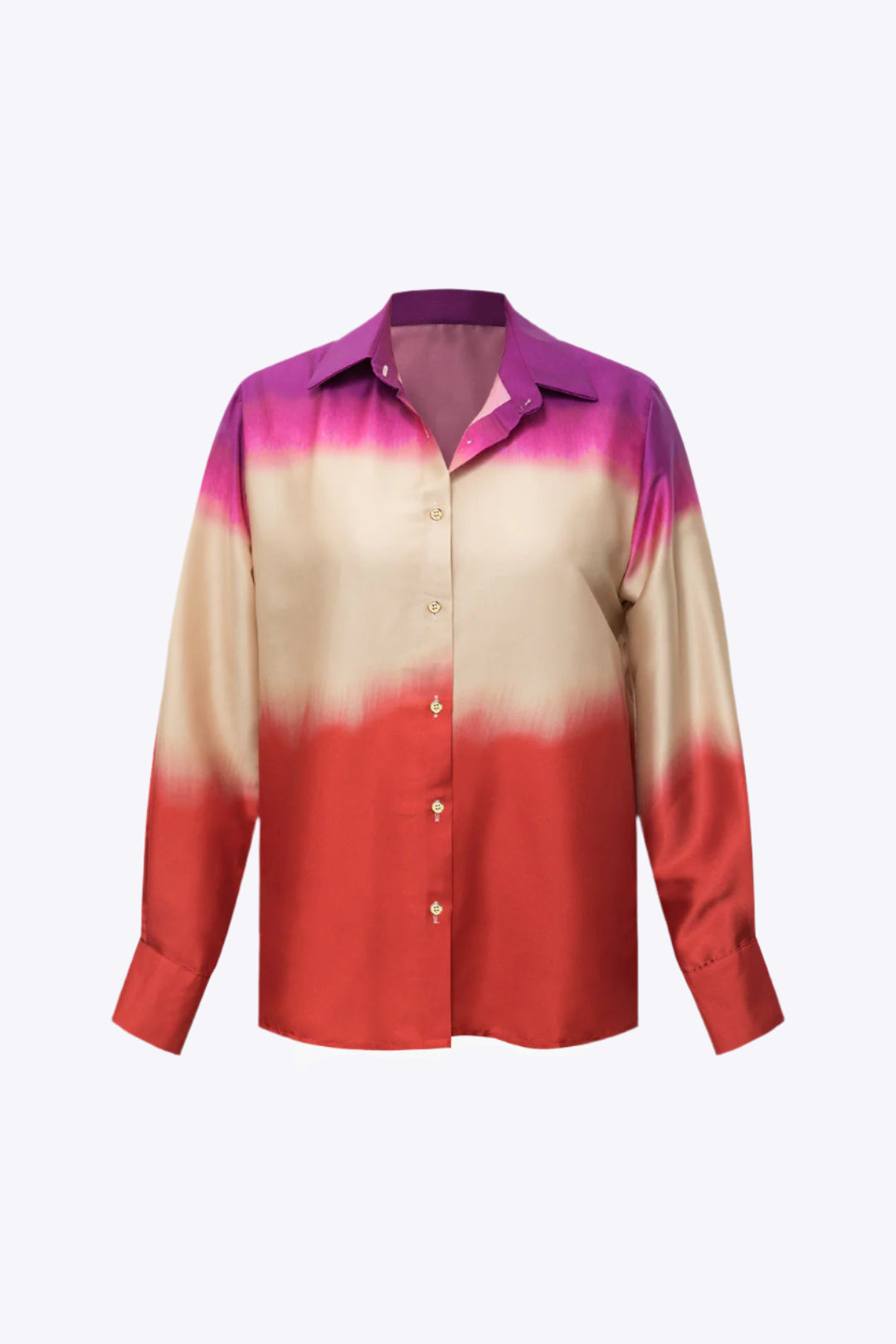 Xanthe - Strakke Satijnen Ombre Dames Langemouwen Shirt