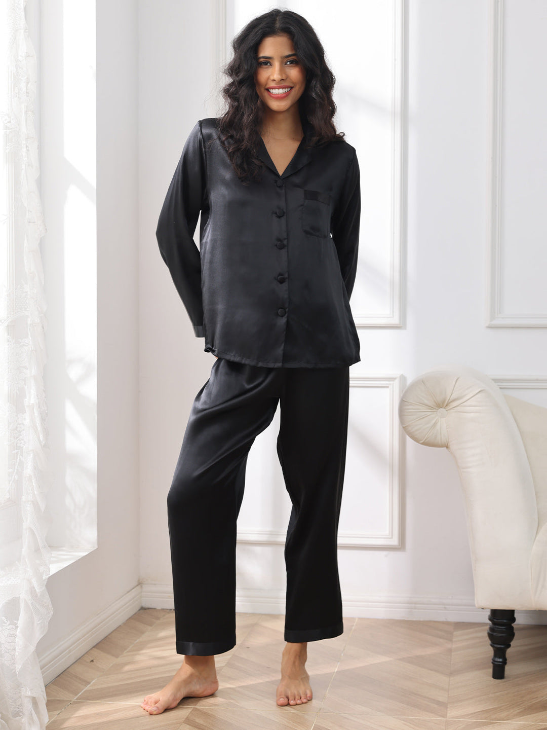 Alarice - Elegante Knop-Up Dames Pyjama Set
