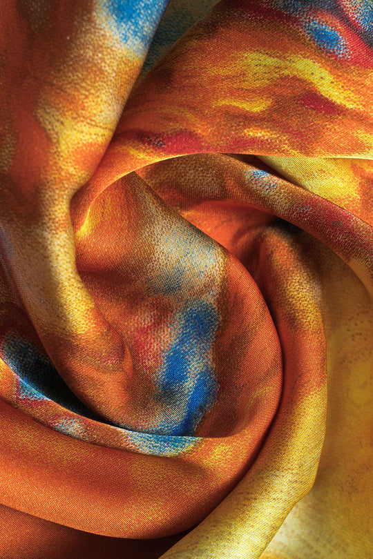 Aquarel Print Satijnen Rimpel Drawstring Slip Mini Jurk