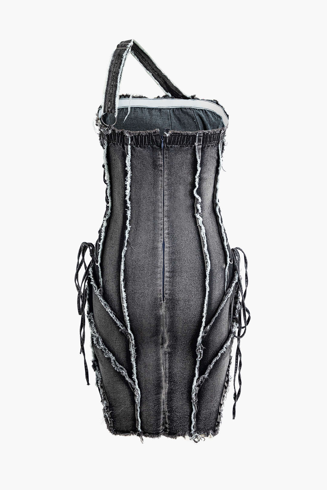 Asymmetrische Franje Denim Mini Jurk