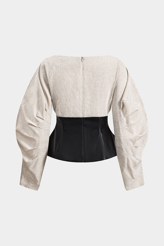 Ava - Stijlvol Patchwork Design Dames Langemouw Shirt