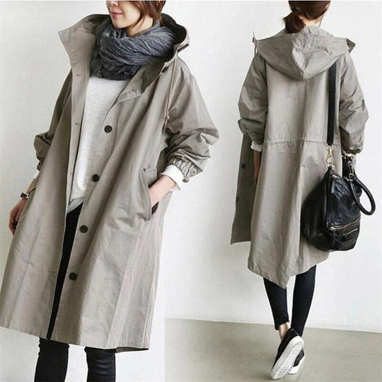 Waterdichte Trenchcoat met Capuchon voor Dames | Stijlvol en Functioneel bij Elk Weer