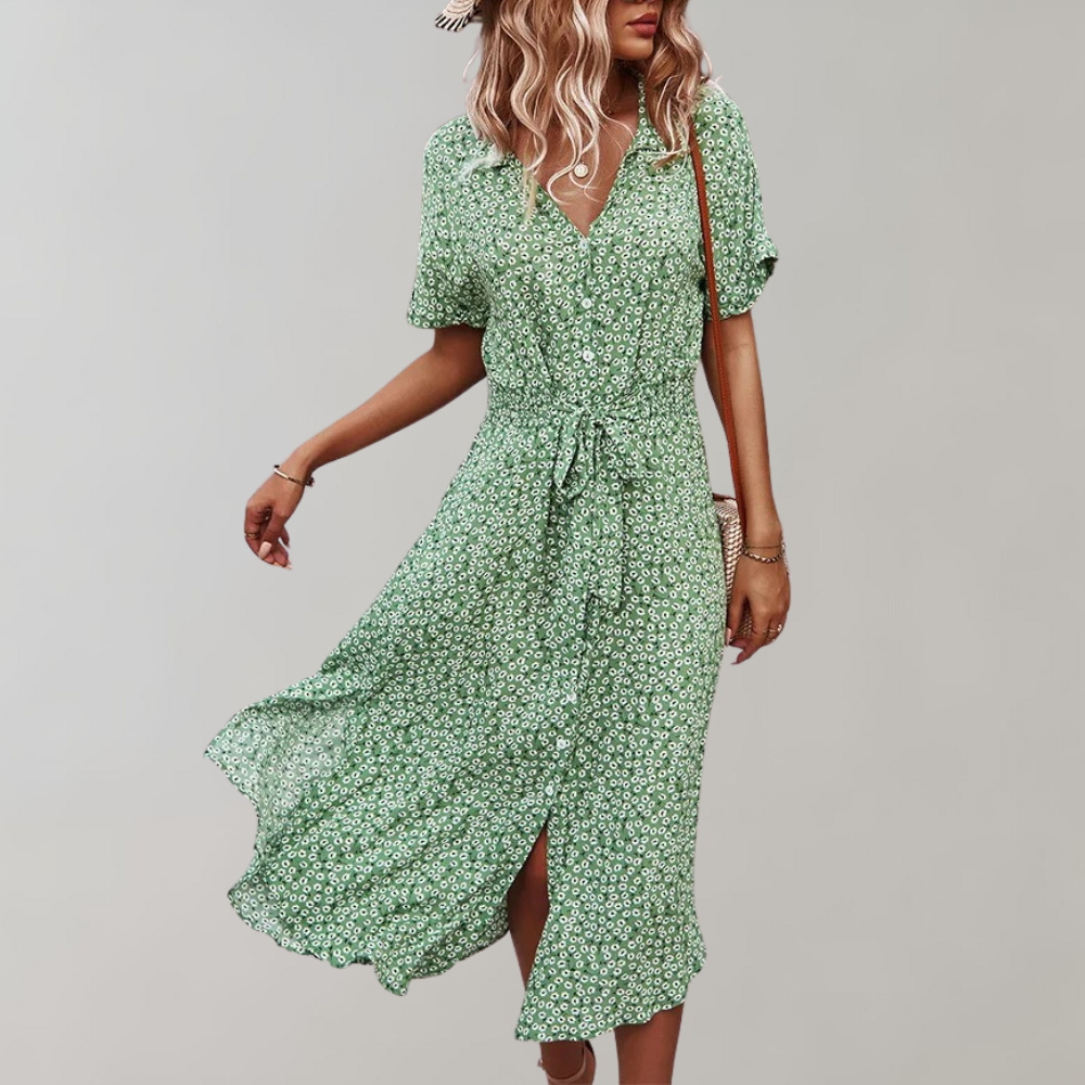 Anne - Moeiteloze Zomer Elegantie Dames Midi Jurk