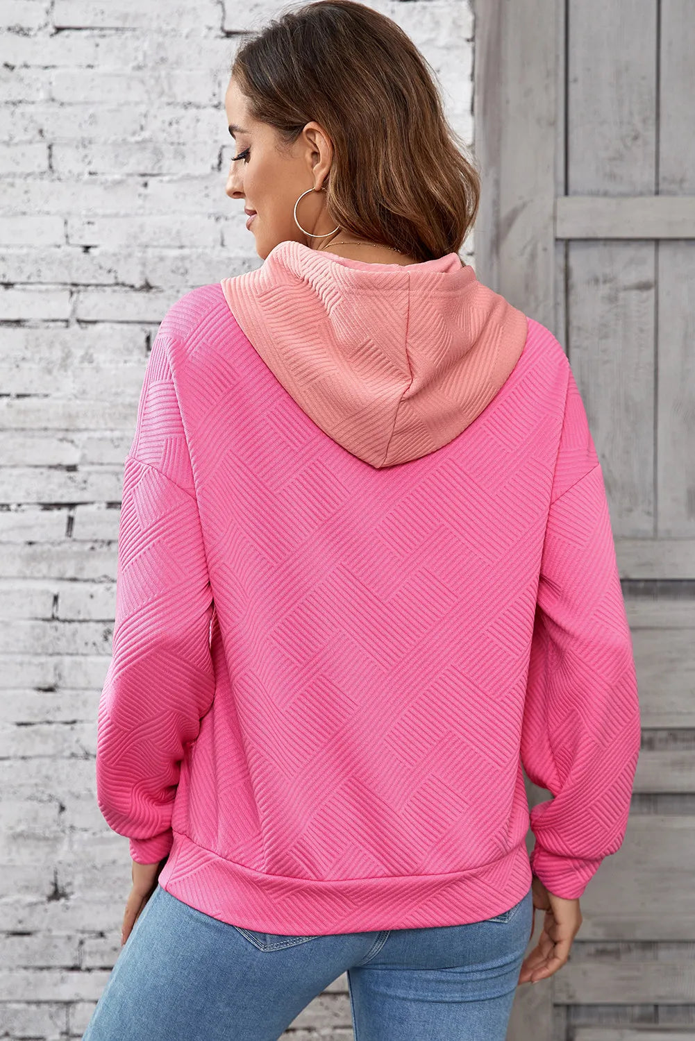 Trekkoord Kleurblok Lange Mouwen Hoodie | Casual & Comfortabel | Licht Rekbaar