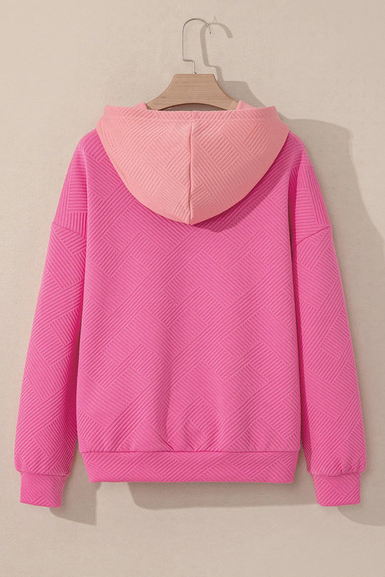 Trekkoord Kleurblok Lange Mouwen Hoodie | Casual & Comfortabel | Licht Rekbaar