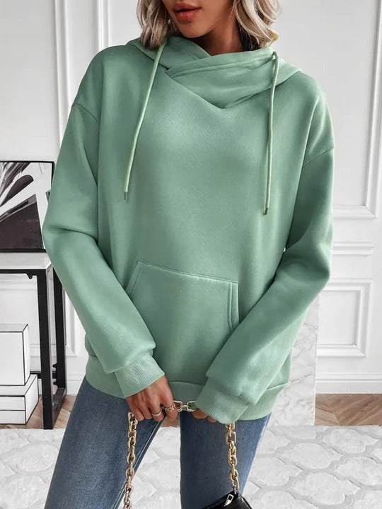 Trekkoord Lange Mouwen Hoodie met Kangoeroezak | Casual Comfort Hoodie