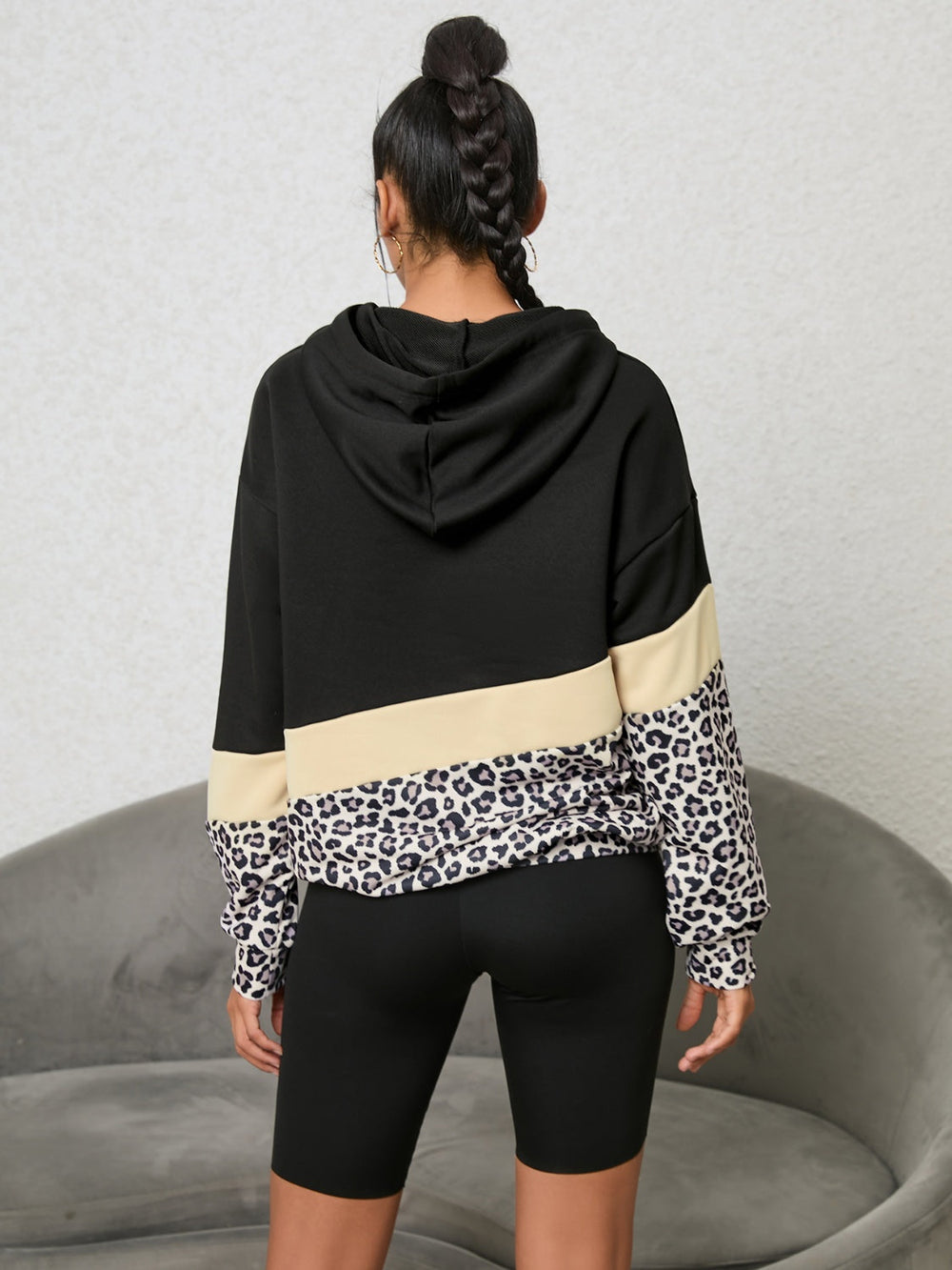 Luipaard Kleurblok Hoodie | Trendy & Comfortabel | Licht Rekbaar