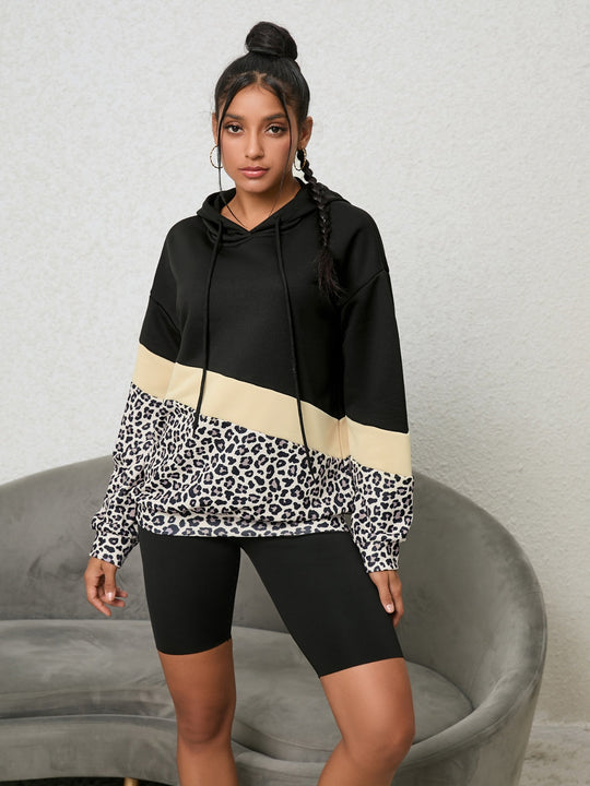 Luipaard Kleurblok Hoodie | Trendy & Comfortabel | Licht Rekbaar