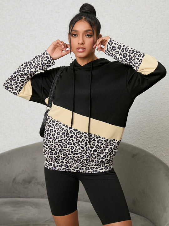 Luipaard Kleurblok Hoodie | Trendy & Comfortabel | Licht Rekbaar