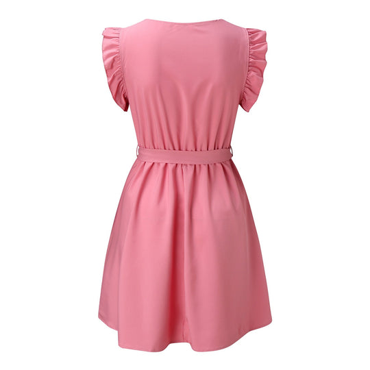 Zomerse Jurk met Rimpels en Koord Tailleband