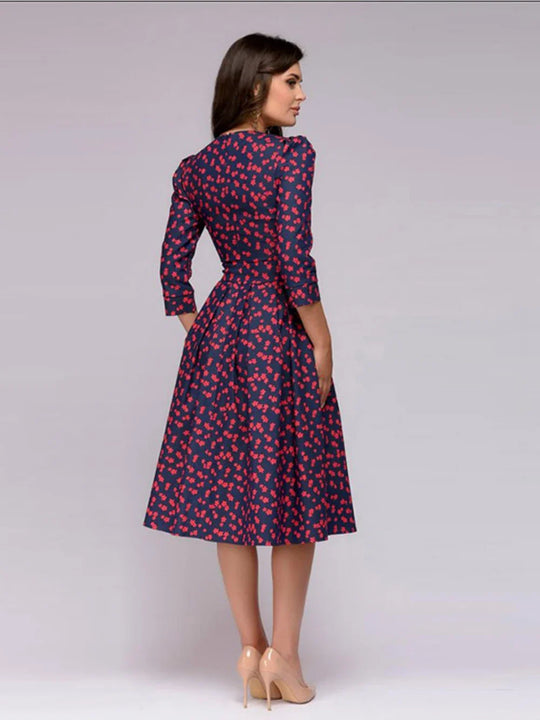 Elegante midi-jurk met bloemmotief