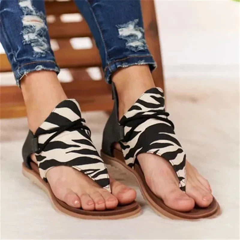 Dames Sandalen met Slangenprint en Originele Vetersluiting
