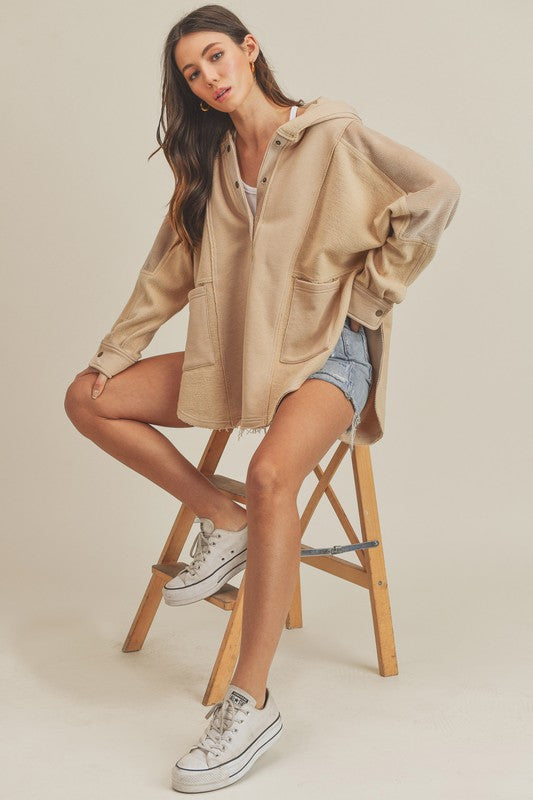 Slit Half Snap Oversize Hoodie | Casual Oversized Hoodie met Split & Half-Snap